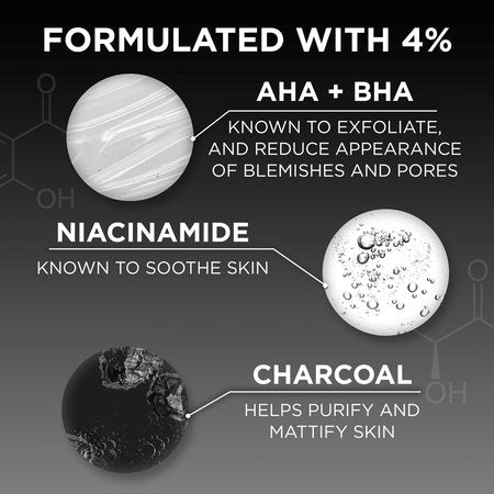 Garnier 4% Aha + Bha & Niacinamide Charcoal Face Serum